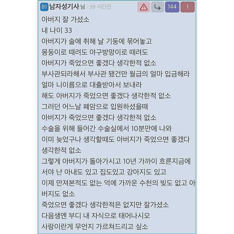 아버지 잘 가셨소